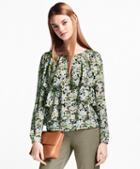 Brooks Brothers Floral-print Ruffled Silk Blouse