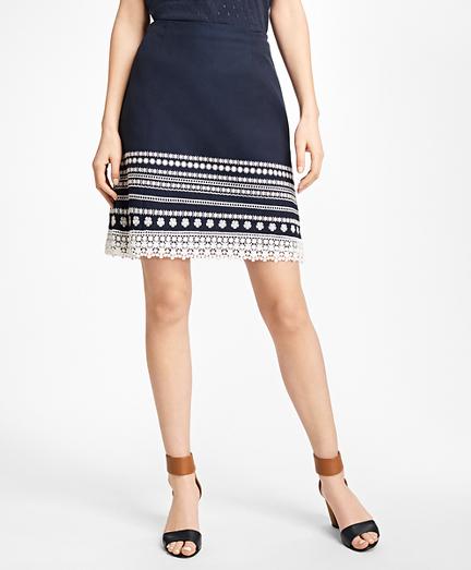Brooks Brothers Embroidered Cotton Canvas Skirt