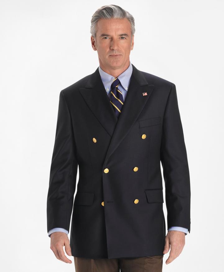Brooks Brothers Men's Country Club Saxxon Wool Double-breasted Blazer