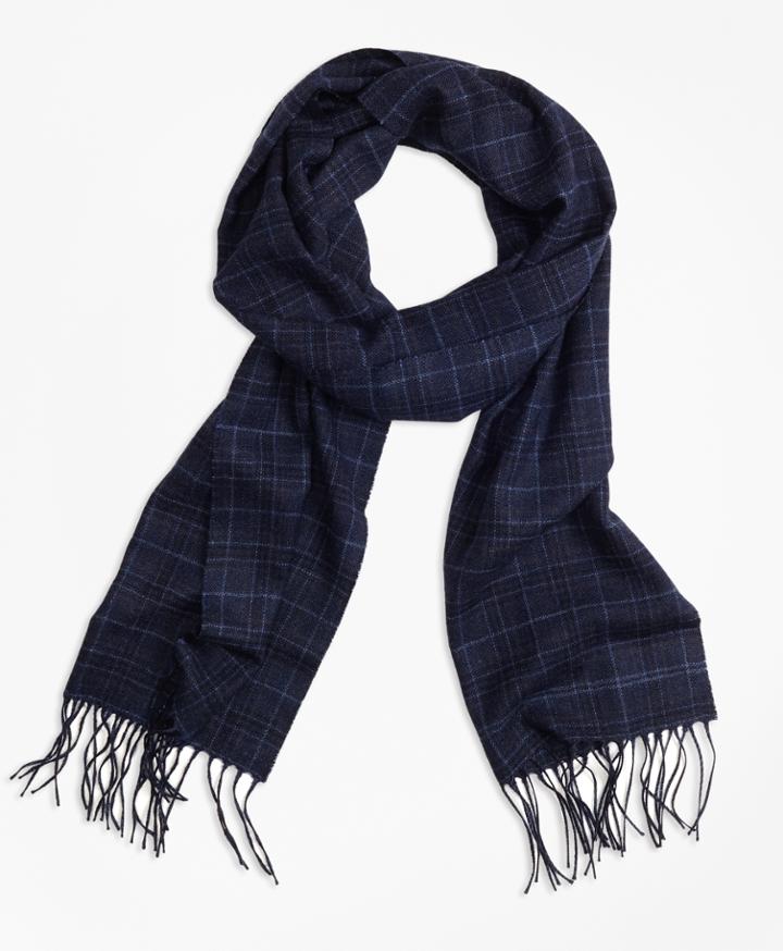 Brooks Brothers Men's Saxxon Wool Plaid Scarf