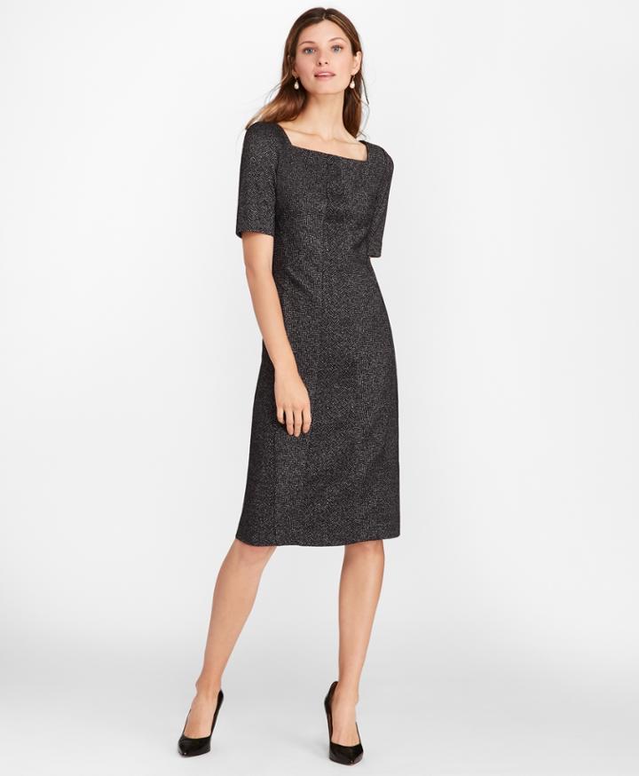 Brooks Brothers Women's Herringbone Knit Wool-blend Sheath Dress