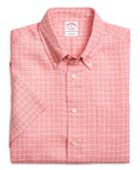 Brooks Brothers Men's Regular Fit Ground Check Short-sleeve Linen Sport Shirt