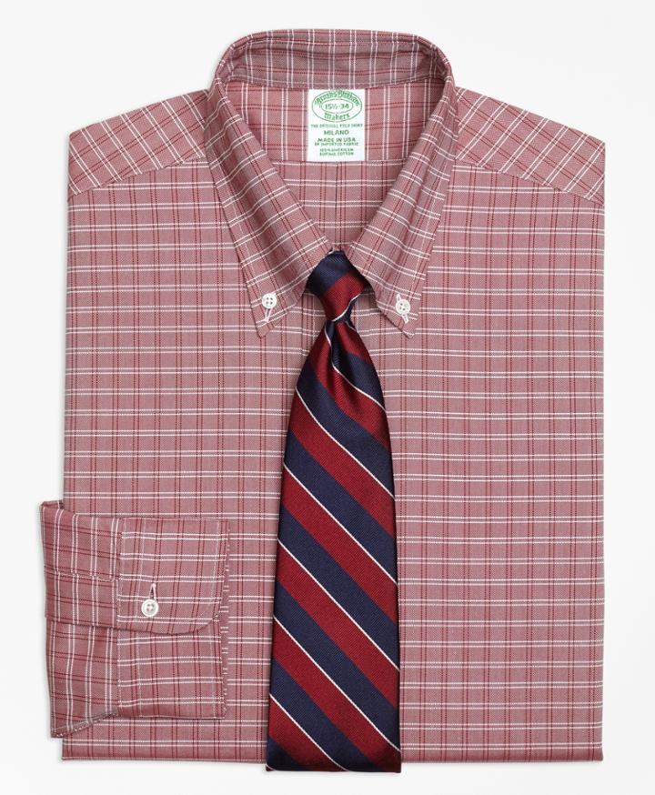 Brooks Brothers Men's Original Polo Button-down Oxford Extra Slim Fit Slim-fit Dress Shirt, Ground Twin Check