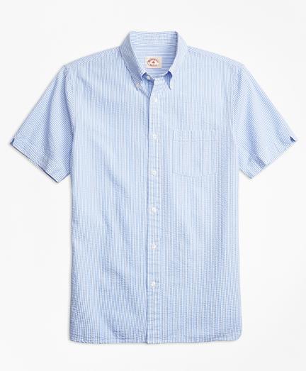 Brooks Brothers Stripe Cotton Seersucker Short-sleeve Sport Shirt