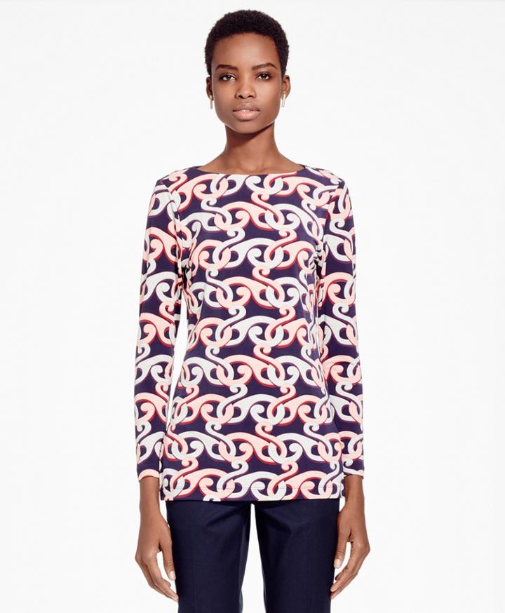 Brooks Brothers Women's Arabesque Print Boatneck Top