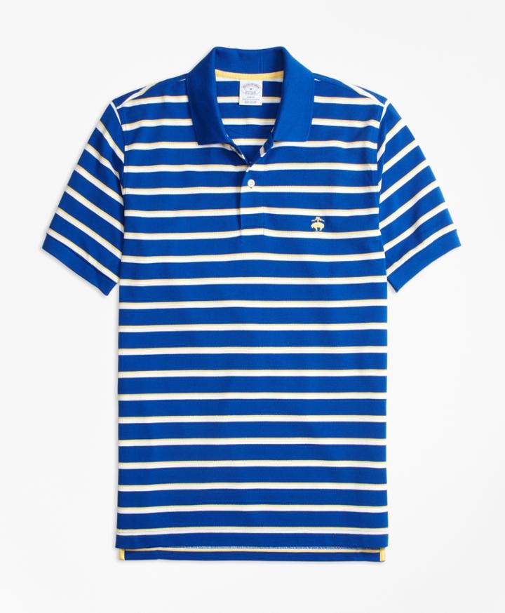 Brooks Brothers Men's Slim Fit Supima Cotton Pique Classic Stripe Polo Shirt