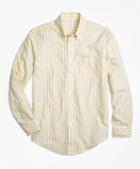Brooks Brothers Non-iron Regent Fit Yellow Stripe Sport Shirt