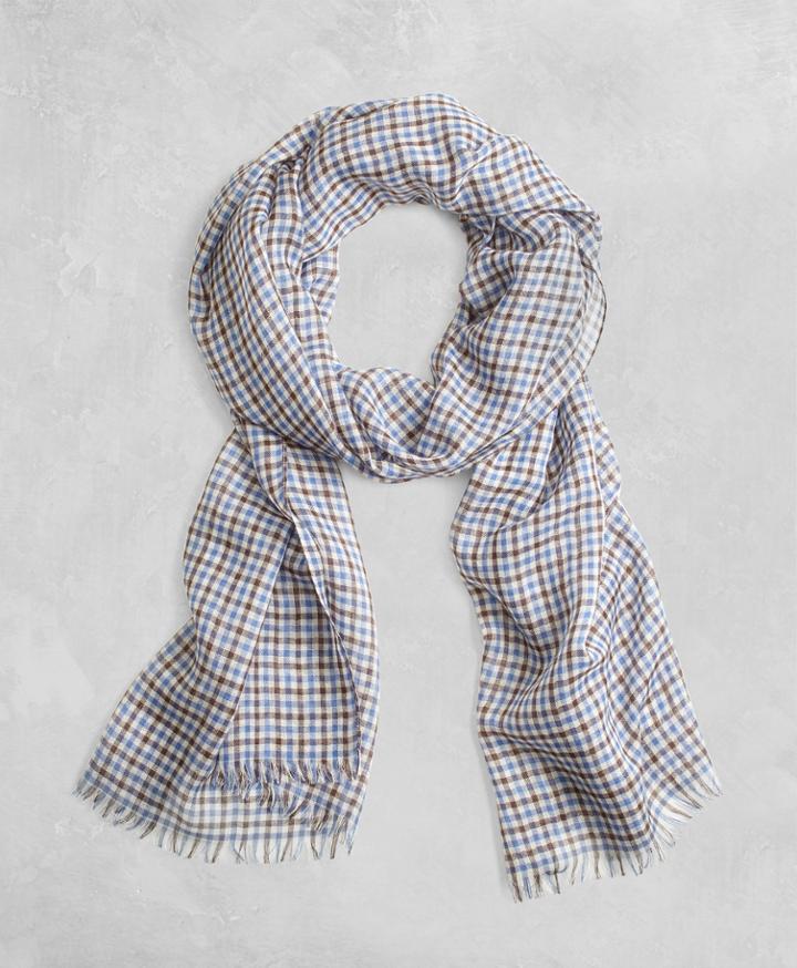 Brooks Brothers Men's Golden Fleece Cashmere Silk Gingham Scarf
