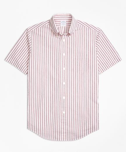 Brooks Brothers Regent Fit Triple Stripe Seersucker Short-sleeve Sport Shirt