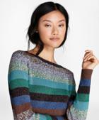 Brooks Brothers Shimmer-stripe Rib-knit Sweater