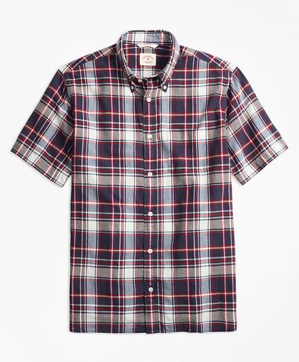 Brooks Brothers Plaid Crepe Madras Short-sleeve Sport Shirt