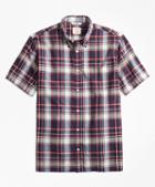 Brooks Brothers Plaid Crepe Madras Short-sleeve Sport Shirt