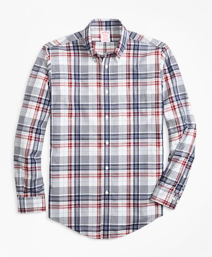 Brooks Brothers Non-iron Madison Fit Dobby Plaid Sport Shirt
