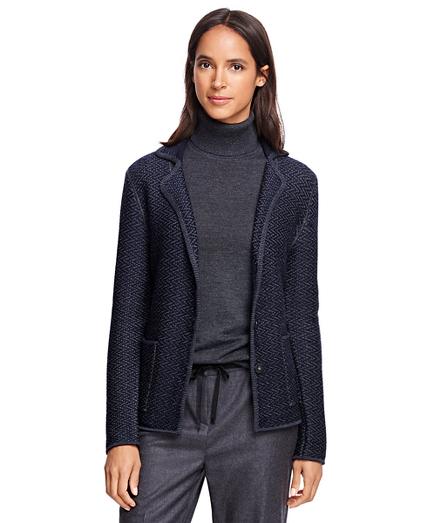 Brooks Brothers Merino Wool Herringbone Sweater Jacket