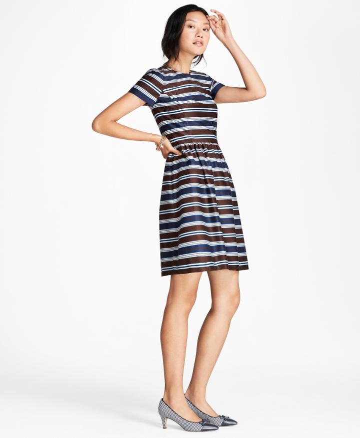 Brooks Brothers Women's Striped Stretch-cotton Sateen Dress