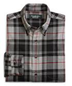 Brooks Brothers Country Club Regular Fit Grey Plaid Saxxon Sport Shirt