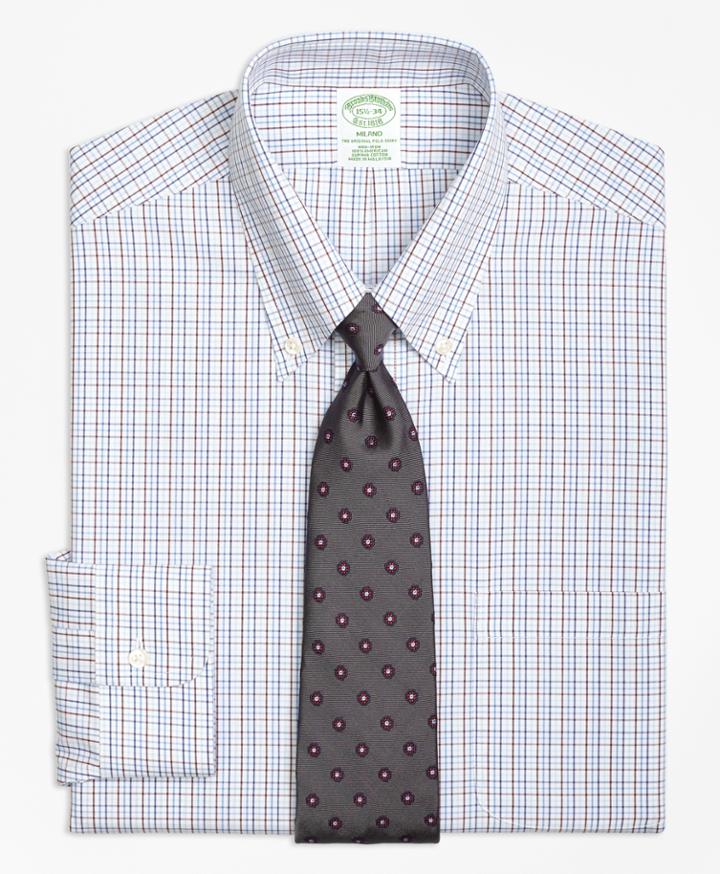 Brooks Brothers Men's Non-iron Extra Slim Fit Triple Tattersall Dress Shirt