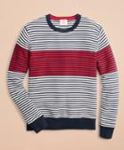Brooks Brothers Color-block Textured Striped Crewneck Sweater