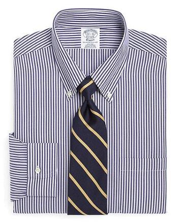 Brooks Brothers Supima Cotton Non-iron Slim Fit Bengal Stripe Dress Shirt