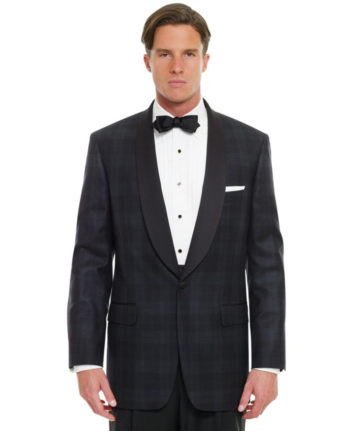 Brooks Brothers Men's Black Watch Shawl Collar Dinner Jacket