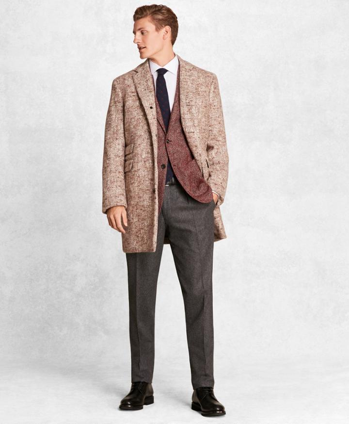 Brooks Brothers Men's Golden Fleece Merino Wool Brokenbone Topcoat