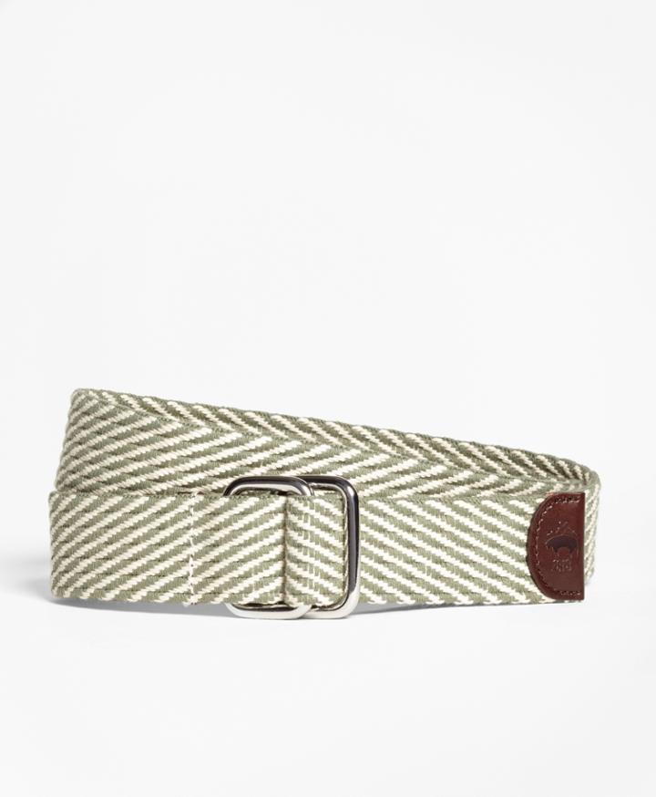 Brooks Brothers Men's Striped Cotton D-ring Belt