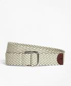 Brooks Brothers Men's Striped Cotton D-ring Belt