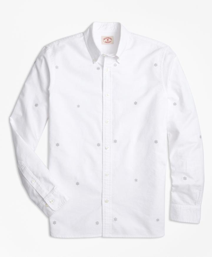 Brooks Brothers Men's Snowflake-embroidered Cotton Oxford Sport Shirt