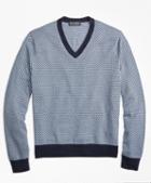 Brooks Brothers Supima Cotton Jacquard Diamond V-neck Sweater