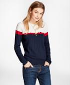 Brooks Brothers Ruffled Colorblock Mixed-stitch Merino Wool Sweater