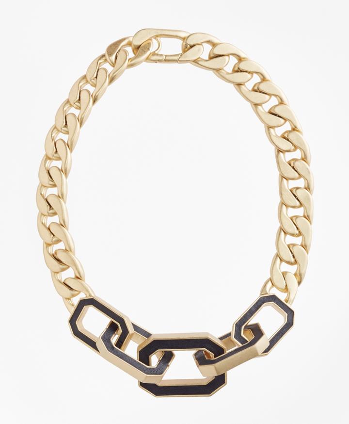 Brooks Brothers Women's Chain Leather Knot Necklace