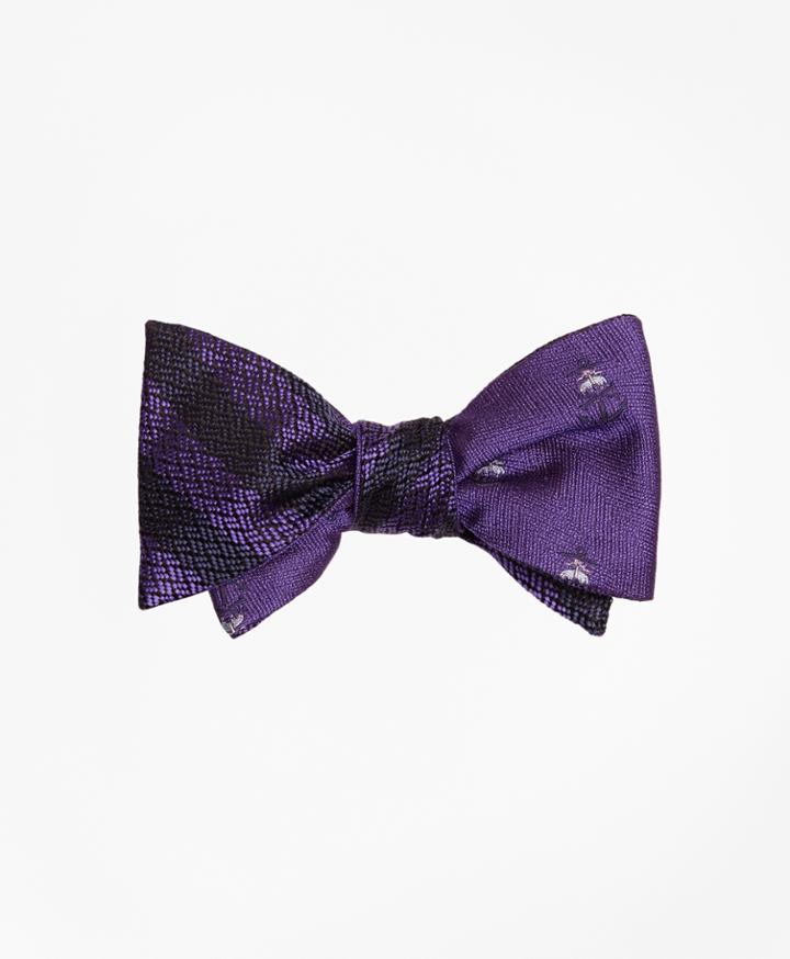 Brooks Brothers Men's Textured Stripe With Golden Fleece Reversible Bow Tie