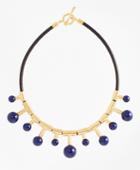 Brooks Brothers Women's Gold-plated Sphere-drop Leather Necklace