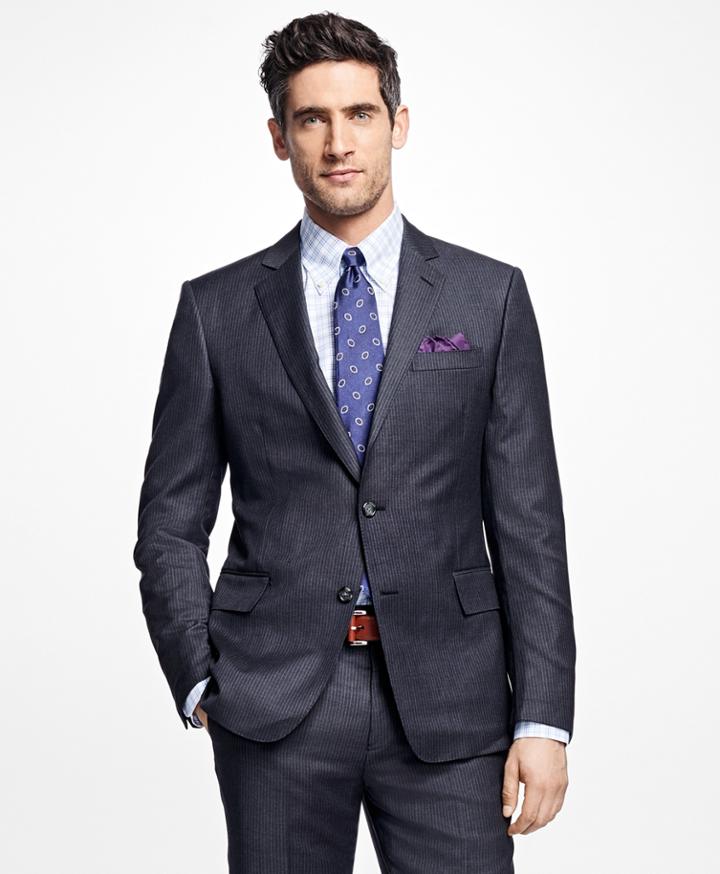 Brooks Brothers Men's Regent Fit Textured Stripe 1818 Suit