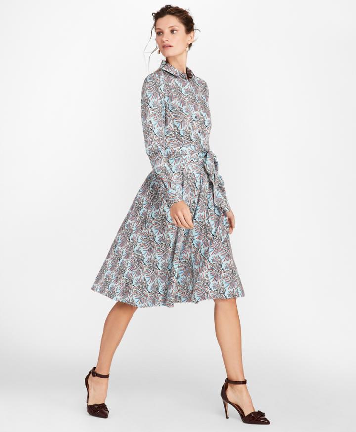 Brooks Brothers Women's Mimosa Floral-print Cotton Sateen Shirt Dress