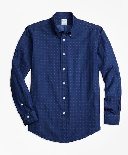 Brooks Brothers Regent Fit Indigo Nautical Clip Sport Shirt`