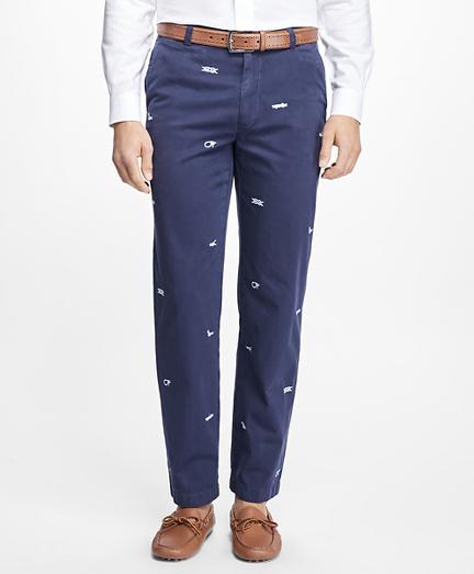 Brooks Brothers Clark Fit Embroidered Nautical Knot Pants