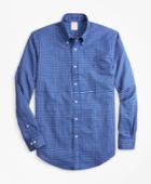 Brooks Brothers Men's Madison Fit Mini-windowpane Brushed Oxford Sport Shirt