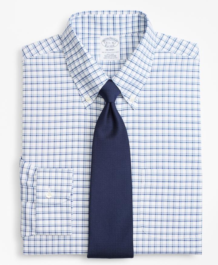 Brooks Brothers Men's Brookscool Slim Fitted Dress Shirt, Non-iron Sidewheeler Windowpane