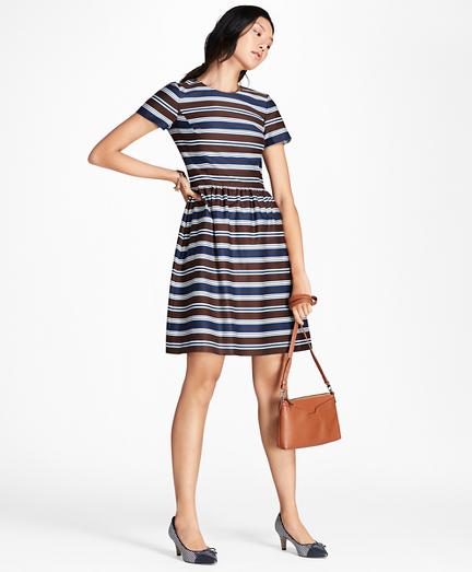 Brooks Brothers Striped Stretch-cotton Sateen Dress