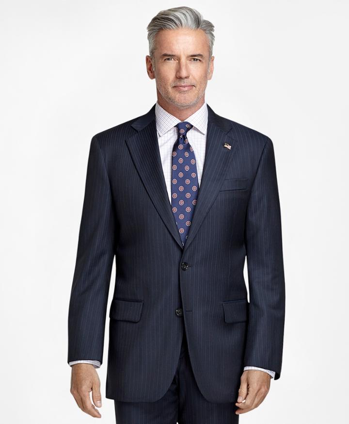 Brooks Brothers Men's Madison Fit Saxxon Wool Track Stripe 1818 Suit