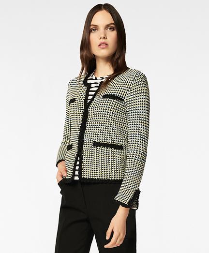 Brooks Brothers Checked Cotton Sweater Jacket