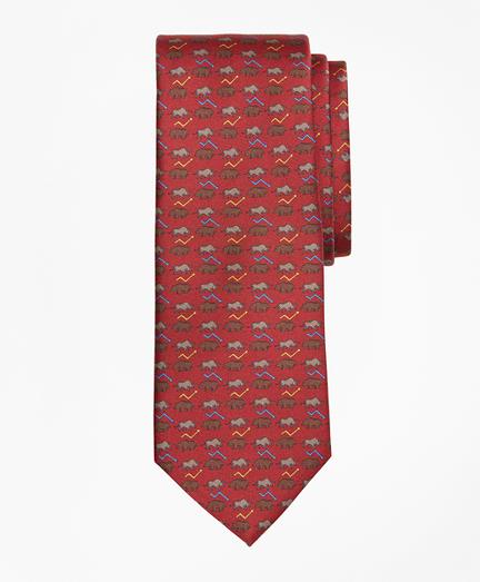 Brooks Brothers Bull And Bear Print Tie