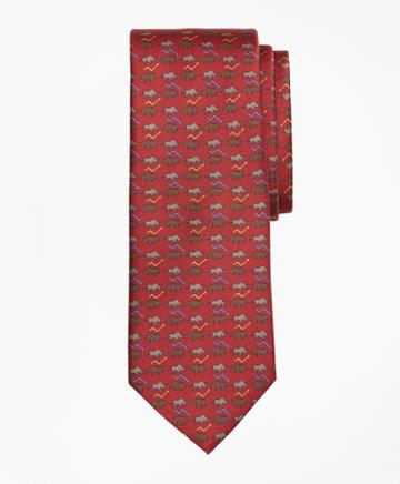 Brooks Brothers Bull And Bear Print Tie
