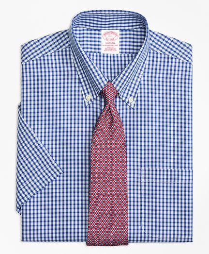 Brooks Brothers Non-iron Madison Fit Framed Check Short-sleeve Dress Shirt