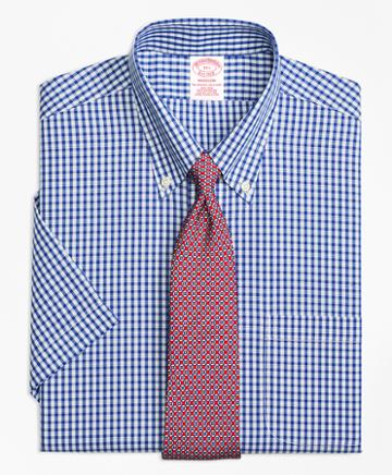 Brooks Brothers Non-iron Madison Fit Framed Check Short-sleeve Dress Shirt