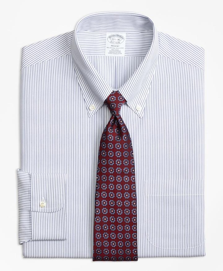 Brooks Brothers Men's Slim Fitted Dress Shirt, Non-iron Pinstripe