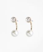 Brooks Brothers Pearl And Crystal Front-back Earrings
