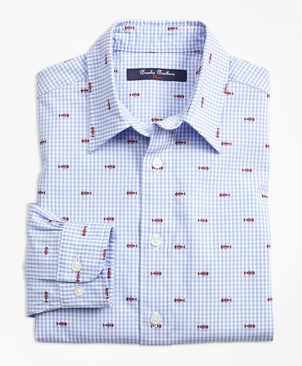 Brooks Brothers Cotton Gingham Sport Shirt With Fishbone Embroidery