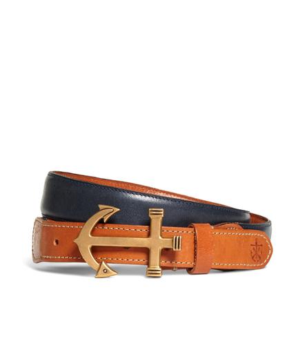 Brooks Brothers Kiel James Patrick Leather Anchor Buckle Belt